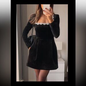 Black velvet jeweled dress